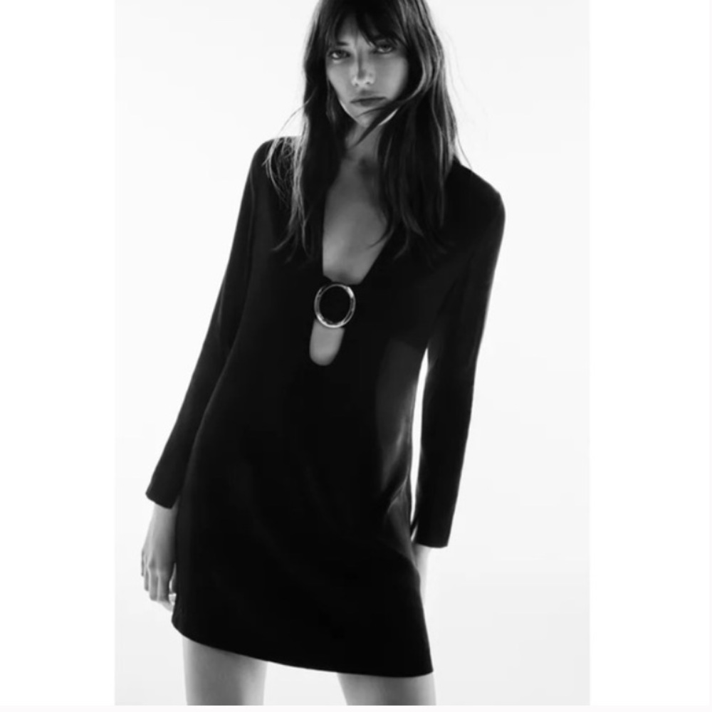 Zara Satin Dress with Buckle Detail XS